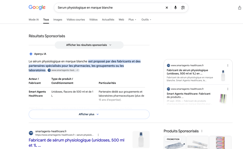 Cas client agence seo B2B dans le secteur pharmaceutique position 0